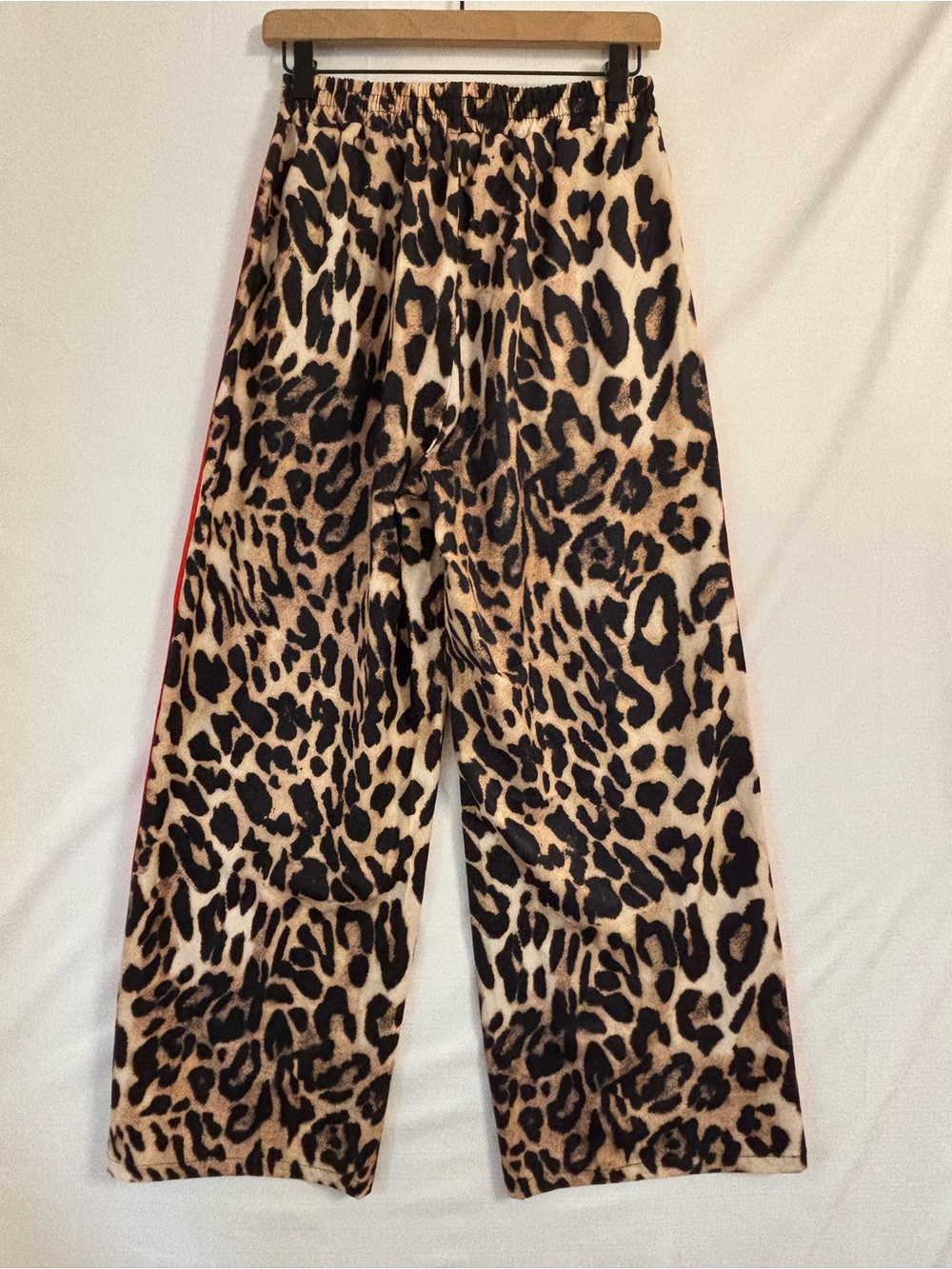 Cheetah Print and Red Stripe Wide Leg Pants Size Small - Picture 2 of 5